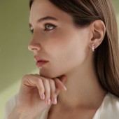 Cercei argint cu perle naturale albe și cristale, cu tortițe DiAmanti SK25474EL_W-G Cercei argint cu perle naturale albe și cristale, cu tortițe DiAmanti SK25474EL_W-G